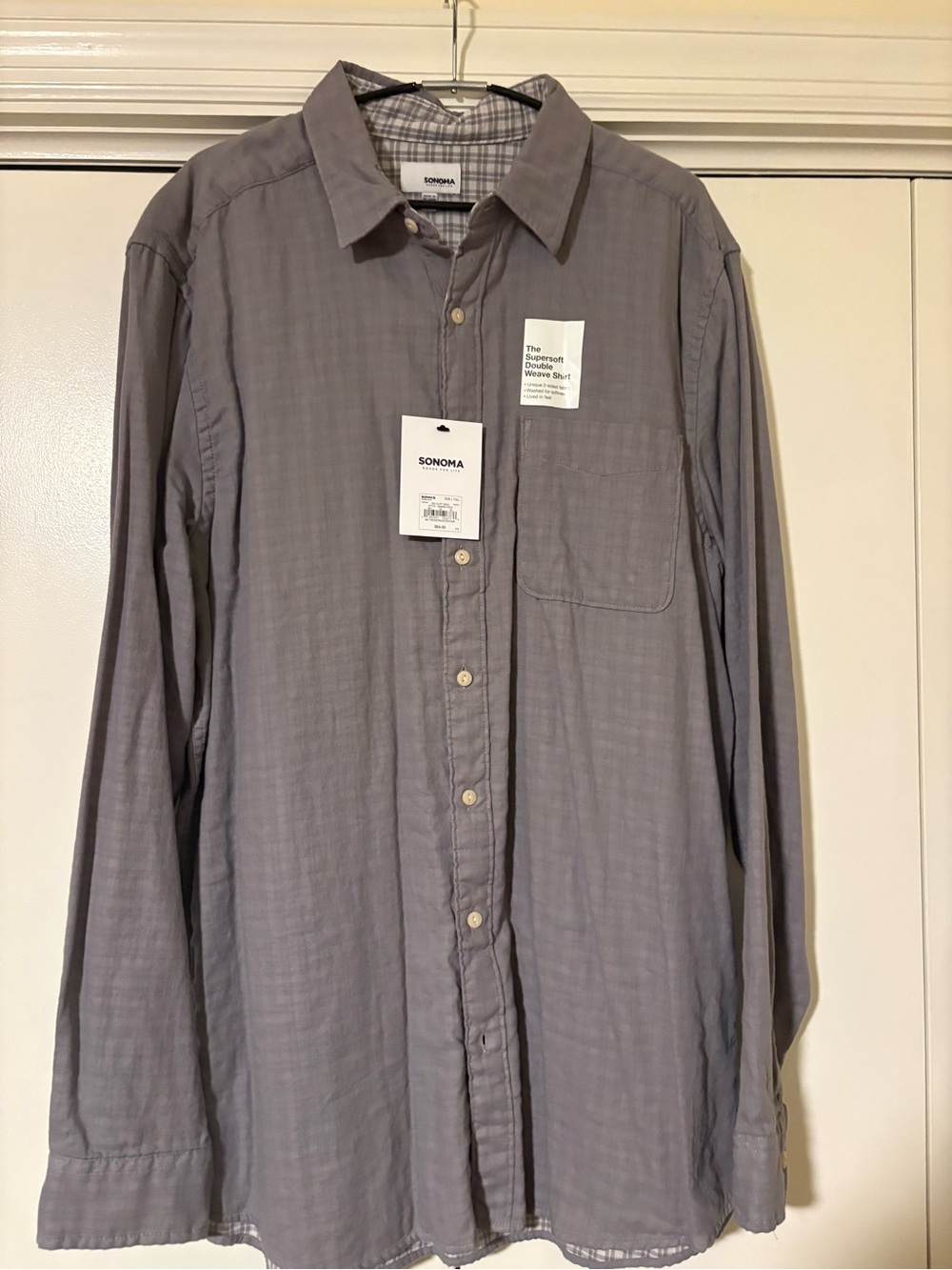 Sonoma Men's Button-Down Shirt in Light Gray